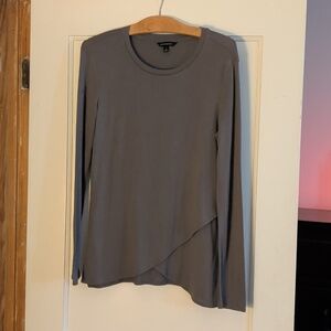 Banana Republic Slate Gray Asymmetric-Hem Long Sleeve Tee
